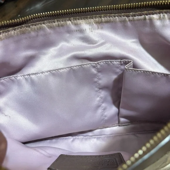 COACH Khaki Ashley Signature Print Hobo Shoulder Bag with Mahogany Accents Strap - Picture 9 of 13